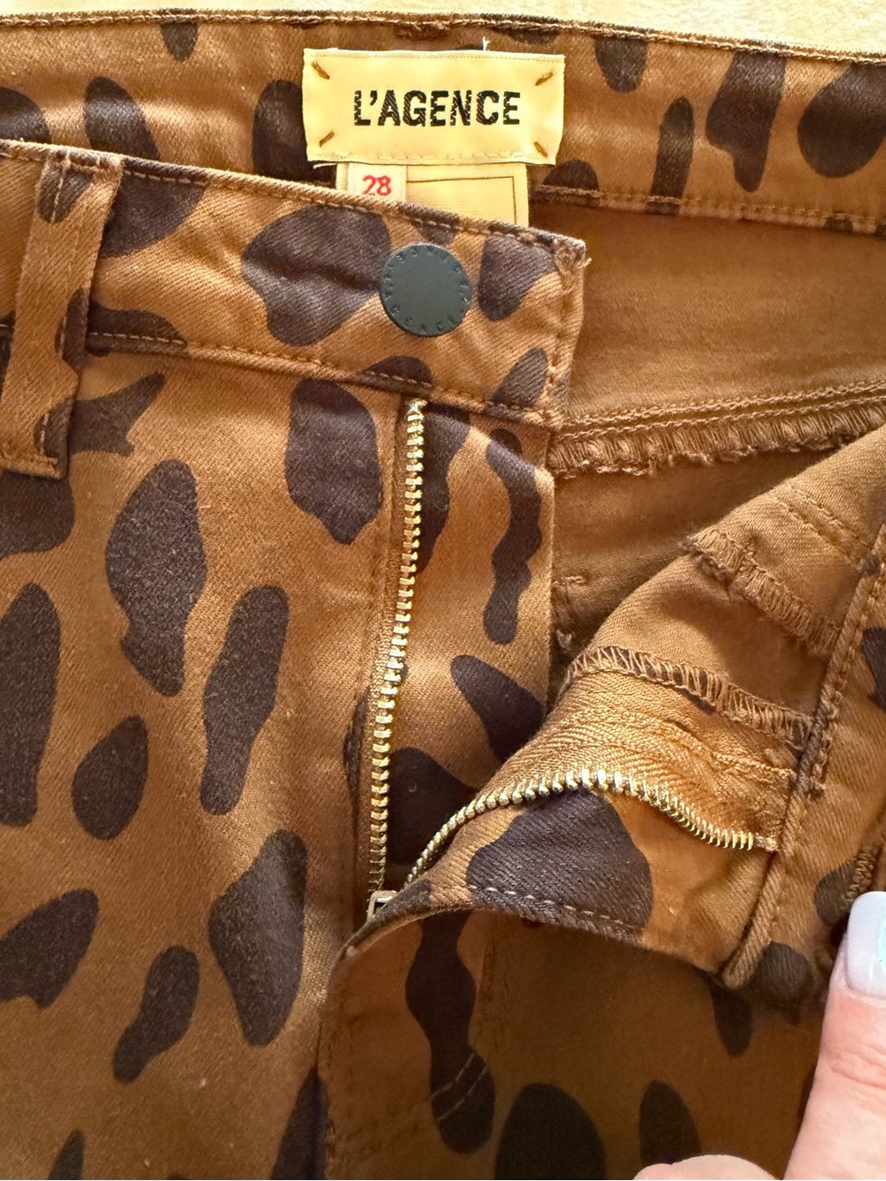 L'Agence Margot High Rise Skinny Jeans - Leopard Print - Size 28 - Picture 6 of 6
